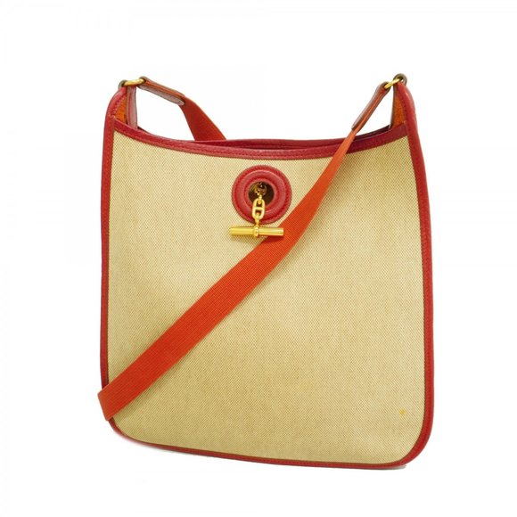 Hermes Shoulder Bag Vespa PM Toile H Red □B Stamp Ladies - Picture 1 of 10